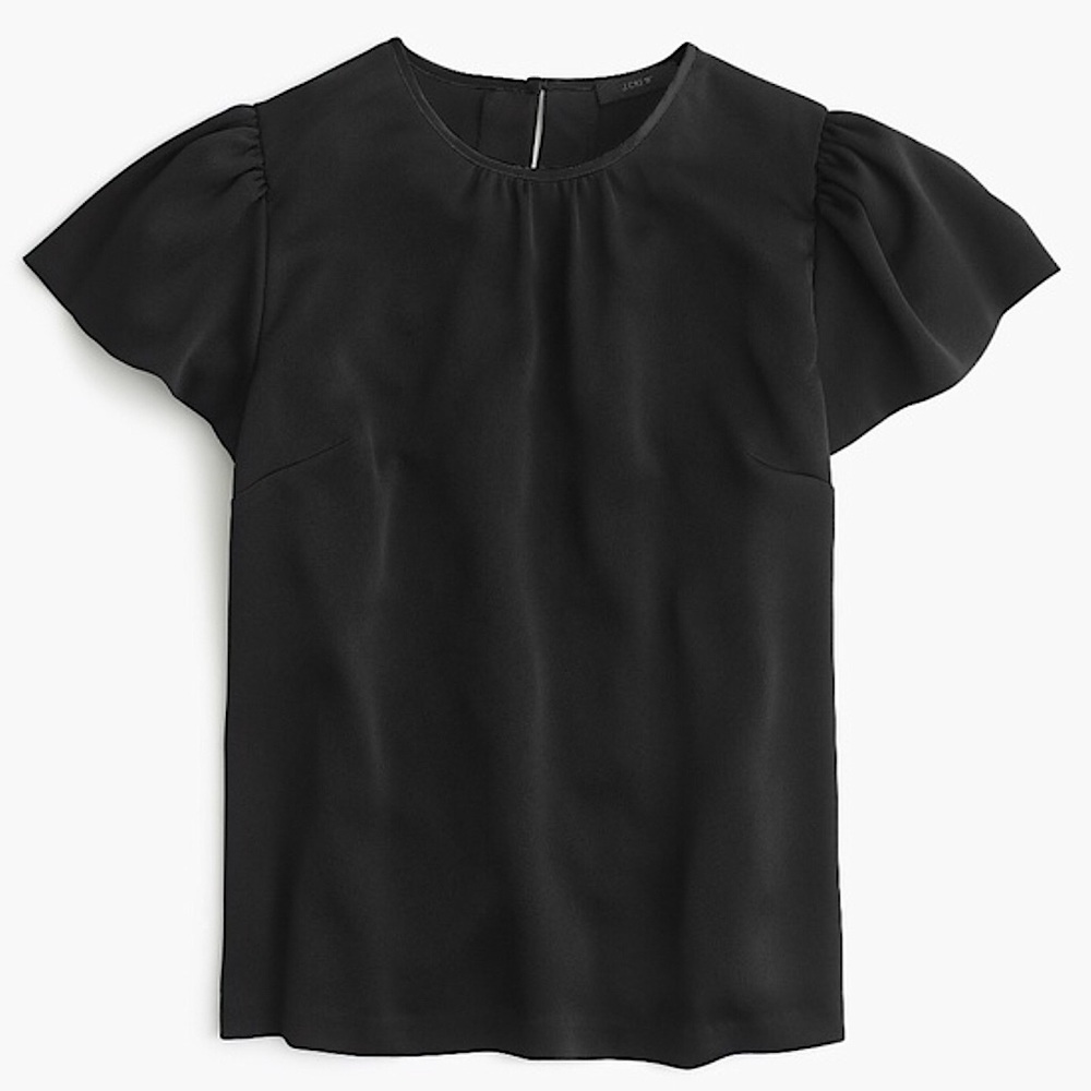 NWOT J.Crew drapey crepe cap sleeve, black, 2